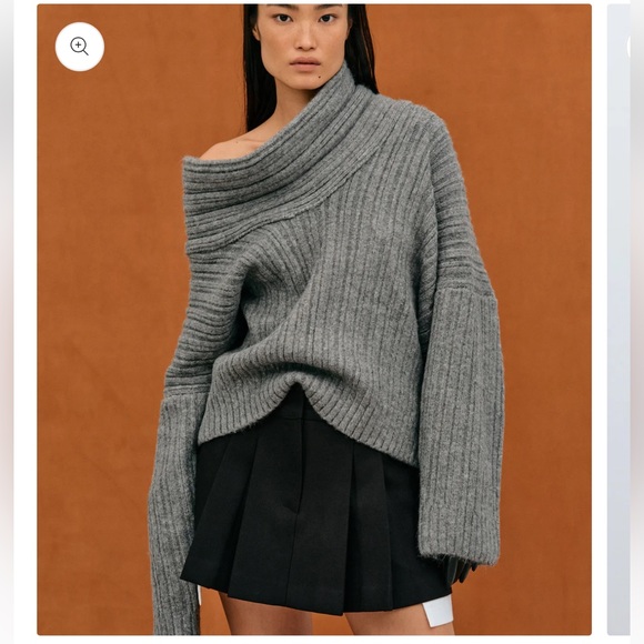 naked wardrobe Sweaters - Naked Wardrobe Charcoal Off-Shoulder Sweater